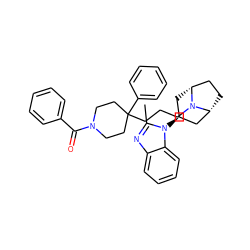 Cc1nc2ccccc2n1[C@H]1C[C@@H]2CC[C@H](C1)N2CCCC1(c2ccccc2)CCN(C(=O)c2ccccc2)CC1 ZINC000103233995