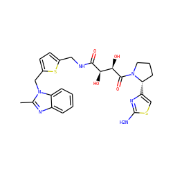 Cc1nc2ccccc2n1Cc1ccc(CNC(=O)[C@H](O)[C@@H](O)C(=O)N2CCC[C@@H]2c2csc(N)n2)s1 ZINC000071340335