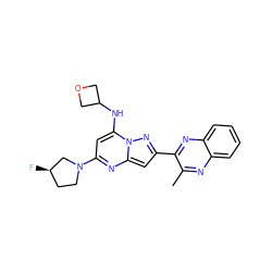 Cc1nc2ccccc2nc1-c1cc2nc(N3CC[C@@H](F)C3)cc(NC3COC3)n2n1 ZINC000199071833