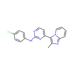 Cc1nc2ccccn2c1-c1ccnc(Nc2ccc(Cl)cc2)n1 ZINC000014945885