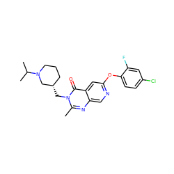 Cc1nc2cnc(Oc3ccc(Cl)cc3F)cc2c(=O)n1C[C@H]1CCCN(C(C)C)C1 ZINC000073296140