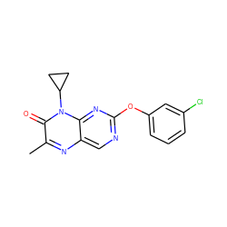 Cc1nc2cnc(Oc3cccc(Cl)c3)nc2n(C2CC2)c1=O ZINC000004238857