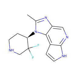 Cc1nc2cnc3[nH]ccc3c2n1[C@@H]1CCNCC1(F)F ZINC000095577375