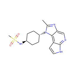 Cc1nc2cnc3[nH]ccc3c2n1[C@H]1CC[C@H](NS(C)(=O)=O)CC1 ZINC000254133953