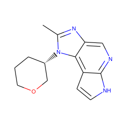 Cc1nc2cnc3[nH]ccc3c2n1[C@H]1CCCOC1 ZINC000095575526