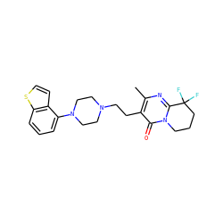 Cc1nc2n(c(=O)c1CCN1CCN(c3cccc4sccc34)CC1)CCCC2(F)F ZINC001772586693