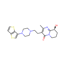 Cc1nc2n(c(=O)c1CCN1CCN(c3csc4ccsc34)CC1)CCC[C@@H]2O ZINC001772657278