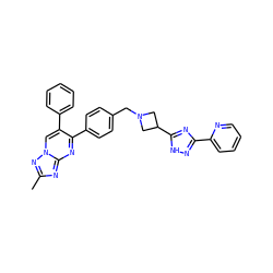 Cc1nc2nc(-c3ccc(CN4CC(c5nc(-c6ccccn6)n[nH]5)C4)cc3)c(-c3ccccc3)cn2n1 ZINC000142997866