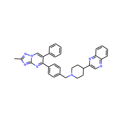 Cc1nc2nc(-c3ccc(CN4CCC(c5cnc6ccccc6n5)CC4)cc3)c(-c3ccccc3)cn2n1 ZINC000143036011