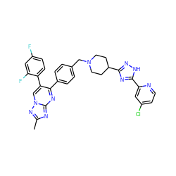 Cc1nc2nc(-c3ccc(CN4CCC(c5n[nH]c(-c6cc(Cl)ccn6)n5)CC4)cc3)c(-c3ccc(F)cc3F)cn2n1 ZINC000167267869