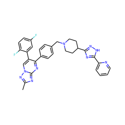 Cc1nc2nc(-c3ccc(CN4CCC(c5n[nH]c(-c6ccccn6)n5)CC4)cc3)c(-c3cc(F)ccc3F)cn2n1 ZINC000167157832