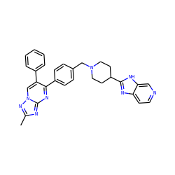 Cc1nc2nc(-c3ccc(CN4CCC(c5nc6ccncc6[nH]5)CC4)cc3)c(-c3ccccc3)cn2n1 ZINC000166612711