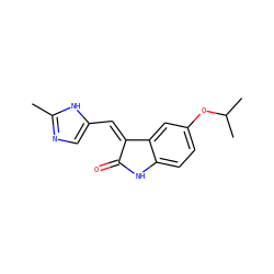 Cc1ncc(/C=C2\C(=O)Nc3ccc(OC(C)C)cc32)[nH]1 ZINC000205253024