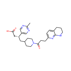 Cc1ncc([C@@H](CC(=O)O)CC2CCN(C(=O)CCc3ccc4c(n3)NCCC4)CC2)cn1 ZINC000003948004