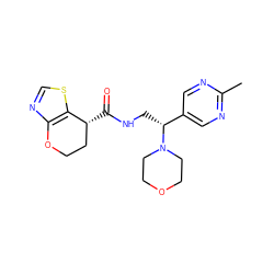 Cc1ncc([C@@H](CNC(=O)[C@@H]2CCOc3ncsc32)N2CCOCC2)cn1 ZINC000223925677