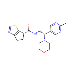 Cc1ncc([C@@H](CNC(=O)[C@@H]2CCc3ncsc32)N2CCOCC2)cn1 ZINC000223962266