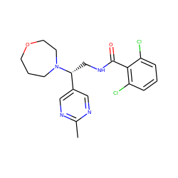 Cc1ncc([C@@H](CNC(=O)c2c(Cl)cccc2Cl)N2CCCOCC2)cn1 ZINC000217086783