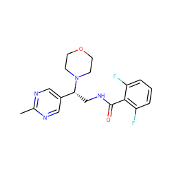 Cc1ncc([C@@H](CNC(=O)c2c(F)cccc2F)N2CCOCC2)cn1 ZINC000207649035