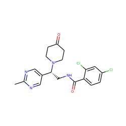 Cc1ncc([C@@H](CNC(=O)c2ccc(Cl)cc2Cl)N2CCC(=O)CC2)cn1 ZINC000207649247