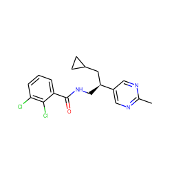 Cc1ncc([C@@H](CNC(=O)c2cccc(Cl)c2Cl)CC2CC2)cn1 ZINC000207684705