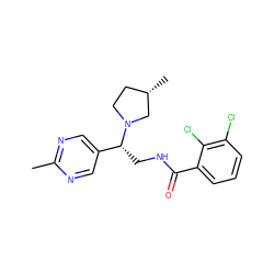 Cc1ncc([C@@H](CNC(=O)c2cccc(Cl)c2Cl)N2CC[C@H](C)C2)cn1 ZINC000217086913