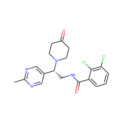 Cc1ncc([C@@H](CNC(=O)c2cccc(Cl)c2Cl)N2CCC(=O)CC2)cn1 ZINC000207649143