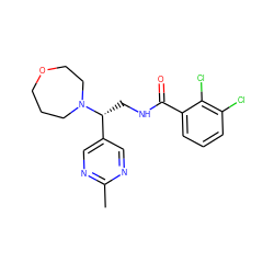 Cc1ncc([C@@H](CNC(=O)c2cccc(Cl)c2Cl)N2CCCOCC2)cn1 ZINC000217086513