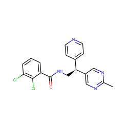 Cc1ncc([C@@H](CNC(=O)c2cccc(Cl)c2Cl)c2ccncc2)cn1 ZINC000217372874