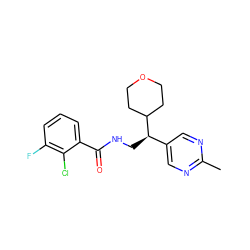 Cc1ncc([C@@H](CNC(=O)c2cccc(F)c2Cl)C2CCOCC2)cn1 ZINC000217373982