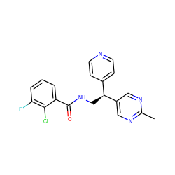 Cc1ncc([C@@H](CNC(=O)c2cccc(F)c2Cl)c2ccncc2)cn1 ZINC000217373411