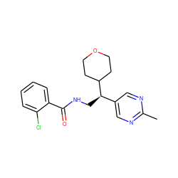 Cc1ncc([C@@H](CNC(=O)c2ccccc2Cl)C2CCOCC2)cn1 ZINC000207692853