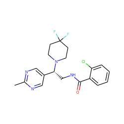 Cc1ncc([C@@H](CNC(=O)c2ccccc2Cl)N2CCC(F)(F)CC2)cn1 ZINC000207640213