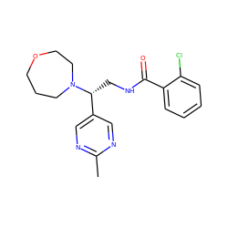 Cc1ncc([C@@H](CNC(=O)c2ccccc2Cl)N2CCCOCC2)cn1 ZINC000217086644