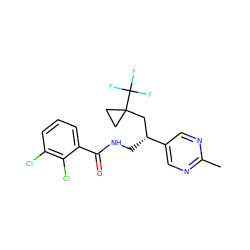 Cc1ncc([C@H](CNC(=O)c2cccc(Cl)c2Cl)CC2(C(F)(F)F)CC2)cn1 ZINC000217364534