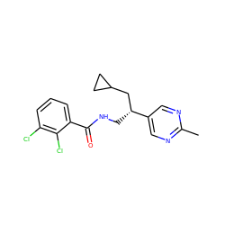 Cc1ncc([C@H](CNC(=O)c2cccc(Cl)c2Cl)CC2CC2)cn1 ZINC000207684658