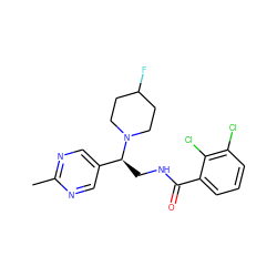 Cc1ncc([C@H](CNC(=O)c2cccc(Cl)c2Cl)N2CCC(F)CC2)cn1 ZINC001772573112