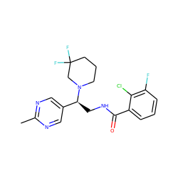 Cc1ncc([C@H](CNC(=O)c2cccc(F)c2Cl)N2CCCC(F)(F)C2)cn1 ZINC001772613665