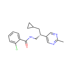 Cc1ncc([C@H](CNC(=O)c2ccccc2Cl)CC2CC2)cn1 ZINC000473199149