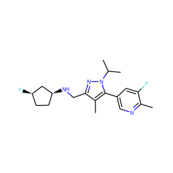 Cc1ncc(-c2c(C)c(CN[C@H]3CC[C@@H](F)C3)nn2C(C)C)cc1F ZINC000042966909