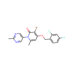 Cc1ncc(-n2c(C)cc(OCc3ccc(F)cc3F)c(Br)c2=O)cn1 ZINC000049033588