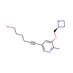 Cc1ncc(C#CCCCCO)cc1OC[C@@H]1CCN1 ZINC000095584517