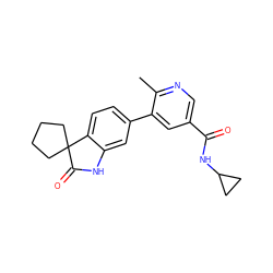 Cc1ncc(C(=O)NC2CC2)cc1-c1ccc2c(c1)NC(=O)C21CCCC1 ZINC000072182512