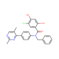 Cc1ncc(C)c(-c2ccc(N(Cc3ccccc3)C(=O)c3cc(Cl)c(O)cc3O)cc2)n1 ZINC000653778424