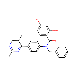 Cc1ncc(C)c(-c2ccc(N(Cc3ccccc3)C(=O)c3ccc(O)cc3O)cc2)n1 ZINC000653775413