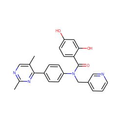 Cc1ncc(C)c(-c2ccc(N(Cc3cccnc3)C(=O)c3ccc(O)cc3O)cc2)n1 ZINC000653769205