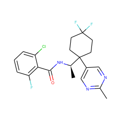 Cc1ncc(C2([C@@H](C)NC(=O)c3c(F)cccc3Cl)CCC(F)(F)CC2)cn1 ZINC000473194376