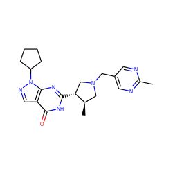 Cc1ncc(CN2C[C@@H](C)[C@H](c3nc4c(cnn4C4CCCC4)c(=O)[nH]3)C2)cn1 ZINC000045300161