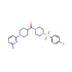 Cc1nccc(N2CCC(C(=O)N3CCN(S(=O)(=O)c4ccc(Br)cc4)CC3)CC2)n1 ZINC000001488238