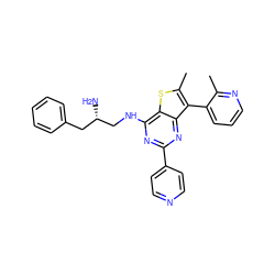 Cc1ncccc1-c1c(C)sc2c(NC[C@@H](N)Cc3ccccc3)nc(-c3ccncc3)nc12 ZINC000223678398