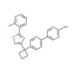 Cc1ncccc1-c1nc(C2(c3ccc(-c4cnc(N)nc4)nc3)CCC2)no1 ZINC000096175490